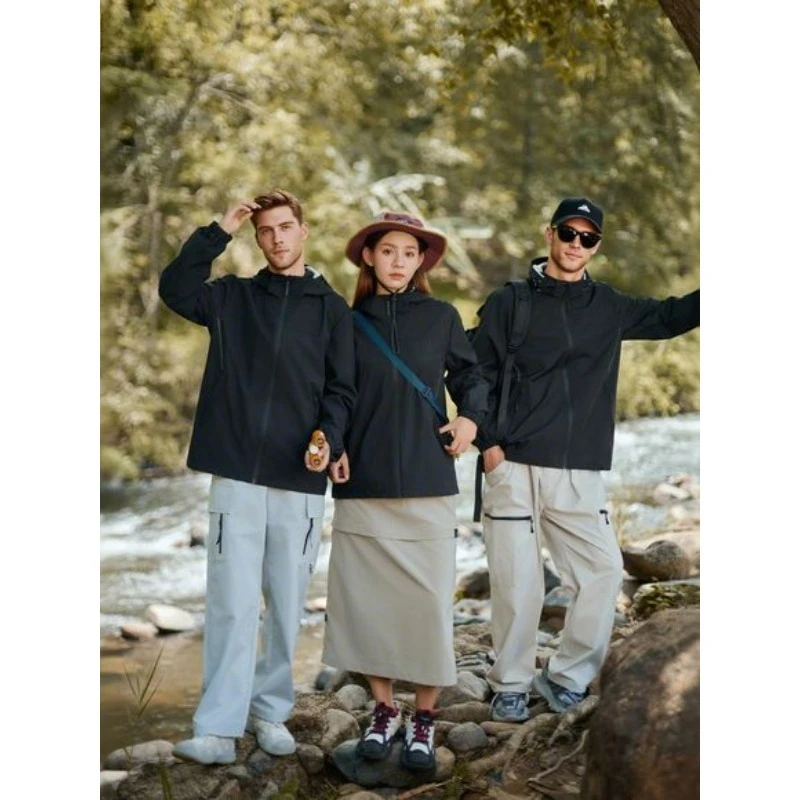 

Men's and Women's Zipper Jacket Fashion Casual Spring Autumn Loose Version Streetwear Outdoor Hooded Jacket Hiking Coat