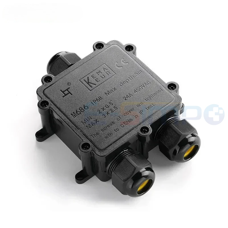 IP68 Y-Shape Underwater Waterproof  3Way 1IN2OUT 4-14mm Power Cord External LED Outdoor Light Lamp Wire Junction Box Connector