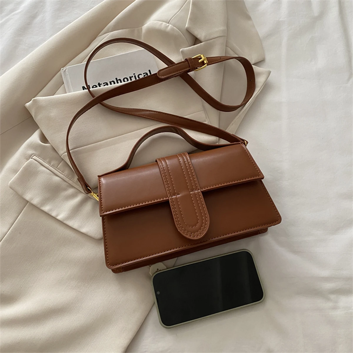 

Daily Use Omen Luxury Quilted Shoulder Bag Glossy Finish Large Capacity Magnetic Flap PU Water Resistant Adjustable Strap