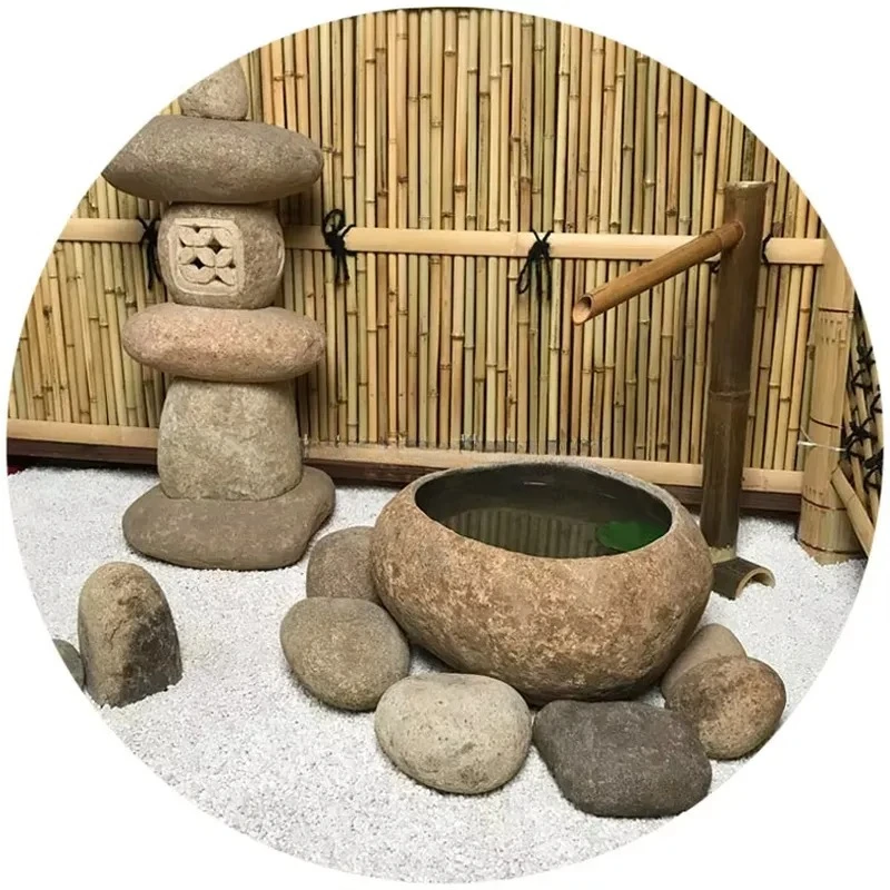 Natural River Stone Carved Boat Sink Hand Wash Basin Bathroom Garden Decoration Washbasin for Sale