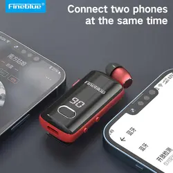 Fineblue F580 Metal Clip Wireless Earphone in Lotus Bluetooth 5.3 HD Mic Noise Cancelling Auriculares Display Earbuds for phone