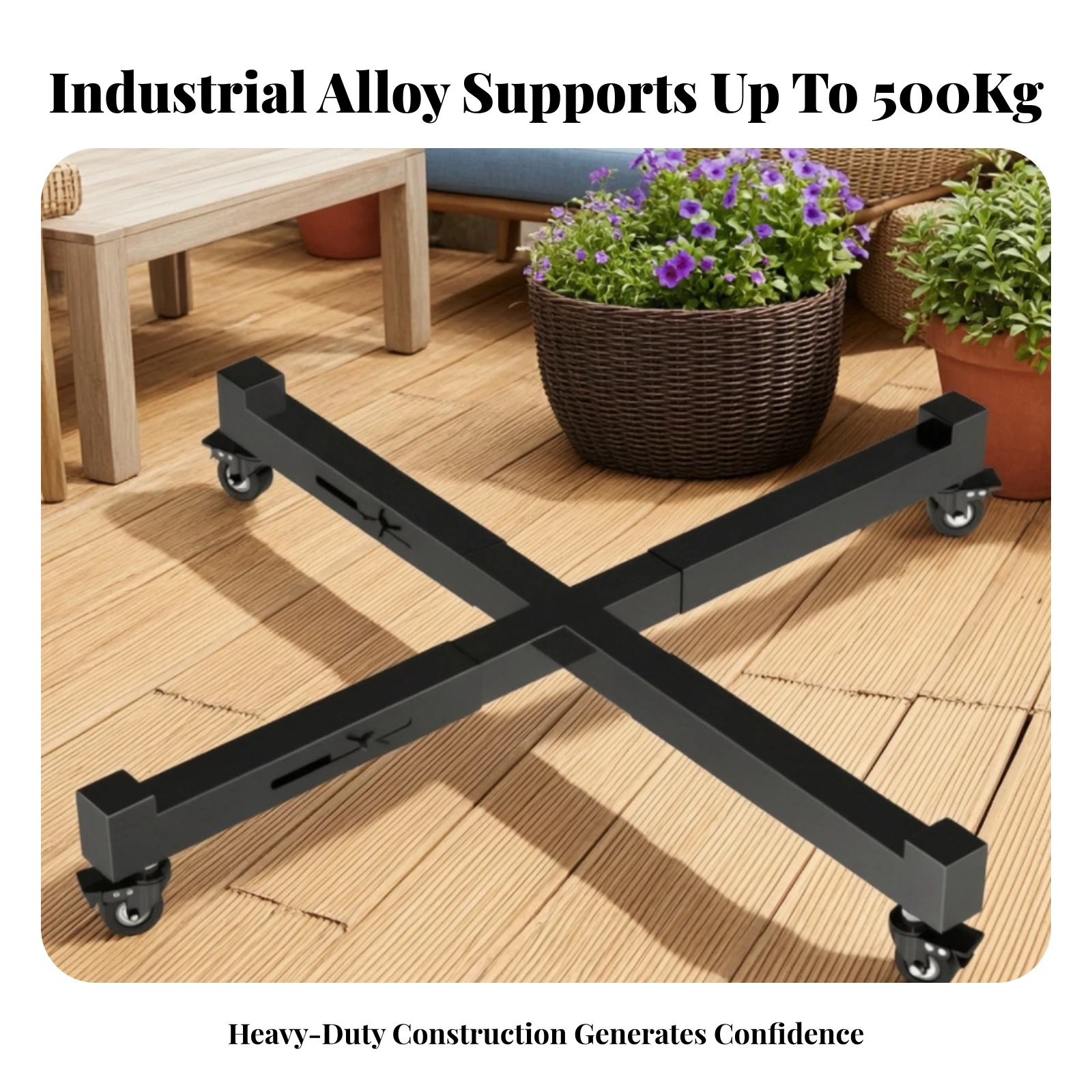 Plant Stand with Wheels Adjustable Plant Carrier with Wheels Mobile Pot Roller Low-Height Long-Lasting for Gardeners, Patio