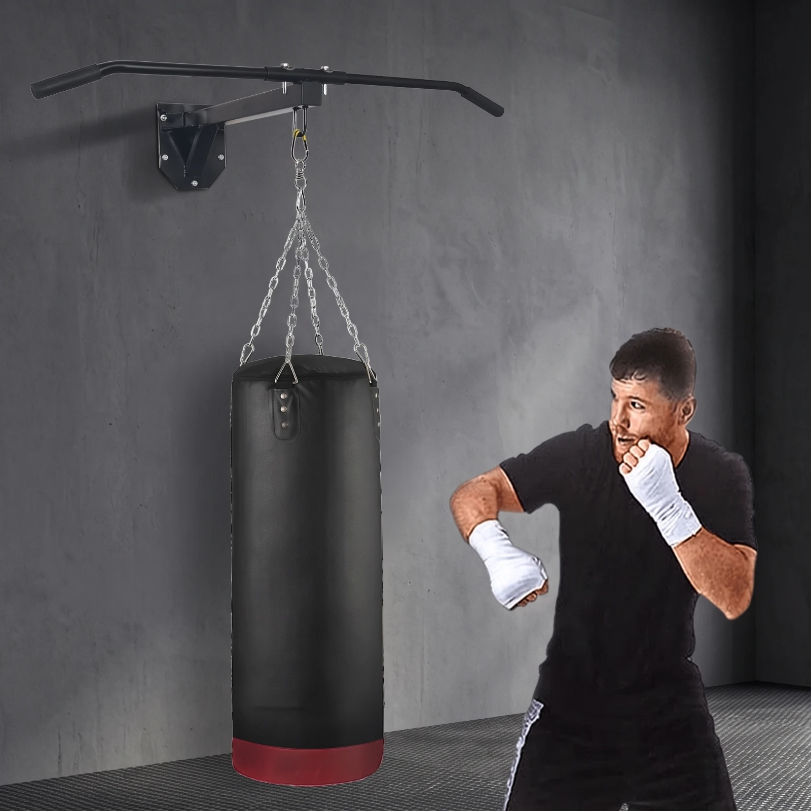 pull-up-bar-bar-with-bag-hanger-multi-functional-wall-mounted-pull-up-bar-workout-station-sturdy-equipment-strong-for-boxers