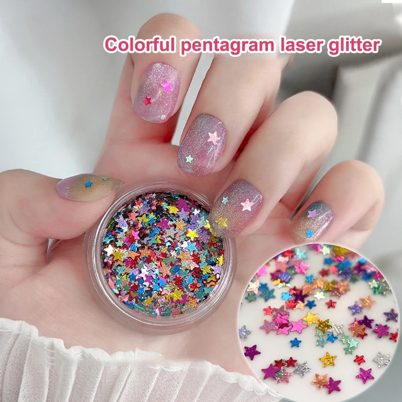 1 Box Sparkle Nail Art Glitter Sequins Mixed Star Shaped Nail Sequins Paillette Flakes For Nail Art 3D Decals Accessories
