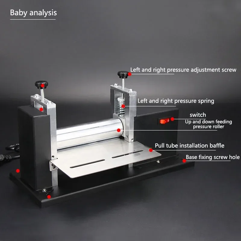 220V Desktop Leather Laminating Press, Manual Operated Processing Equipment for Shoulder Strap Cylinder Leather Craft Production