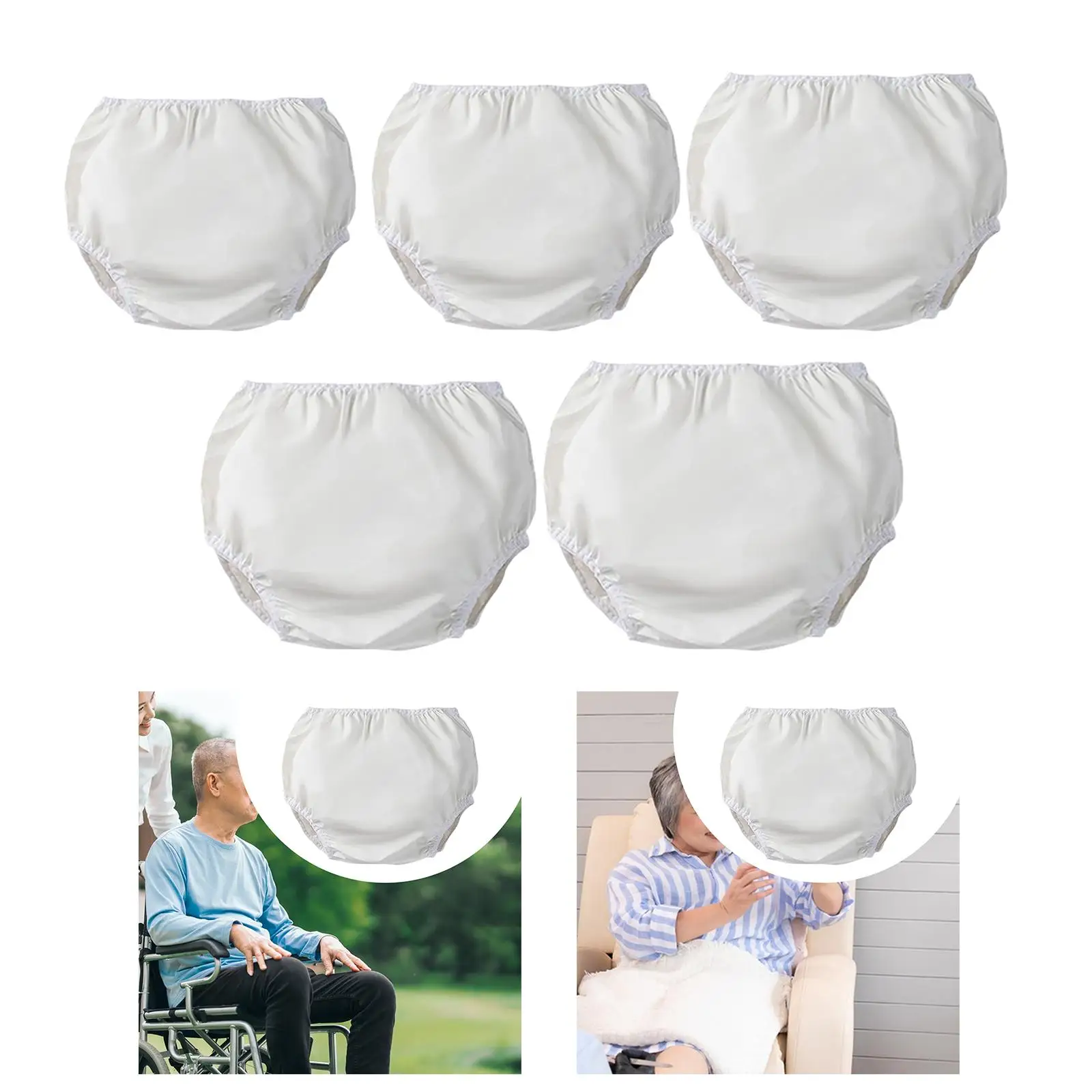

Incontinence Cover Pant Adults Diaper Cover Reusable Elastic Washable Silent
