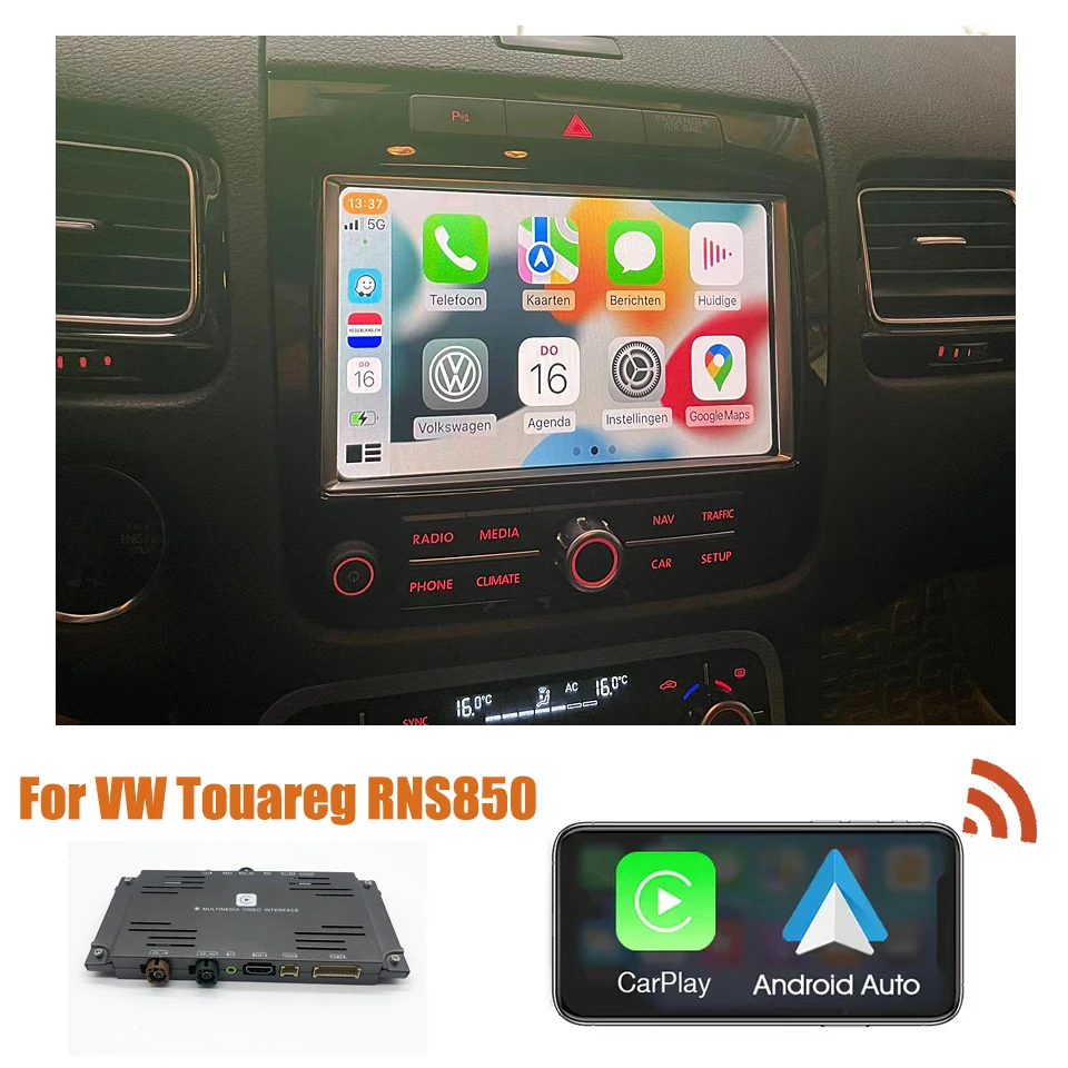 AZTON Car Smart Device IPhone CarPlay Unit Wireless Wired Android Auto Mirror Link Upgrade Integrated Kit For VW Touareg RNS850