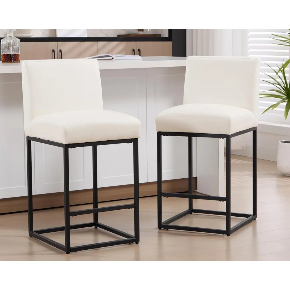 مقاعد بار بارتفاع عداد 27 بوصة من الجلد الصناعي مع ظهر مبطن، كراسي حديثة منجدة مع بلاك مي #2