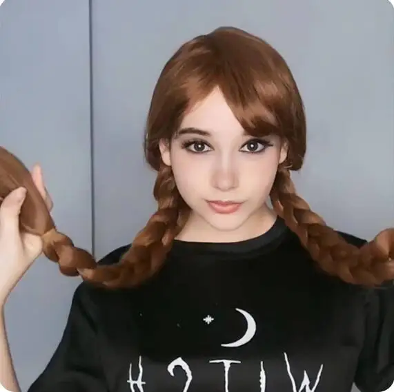 Wednesday Synthetic with Bangs Black Long Pigtails for Women Girls Addams Family Hair Wig for Party