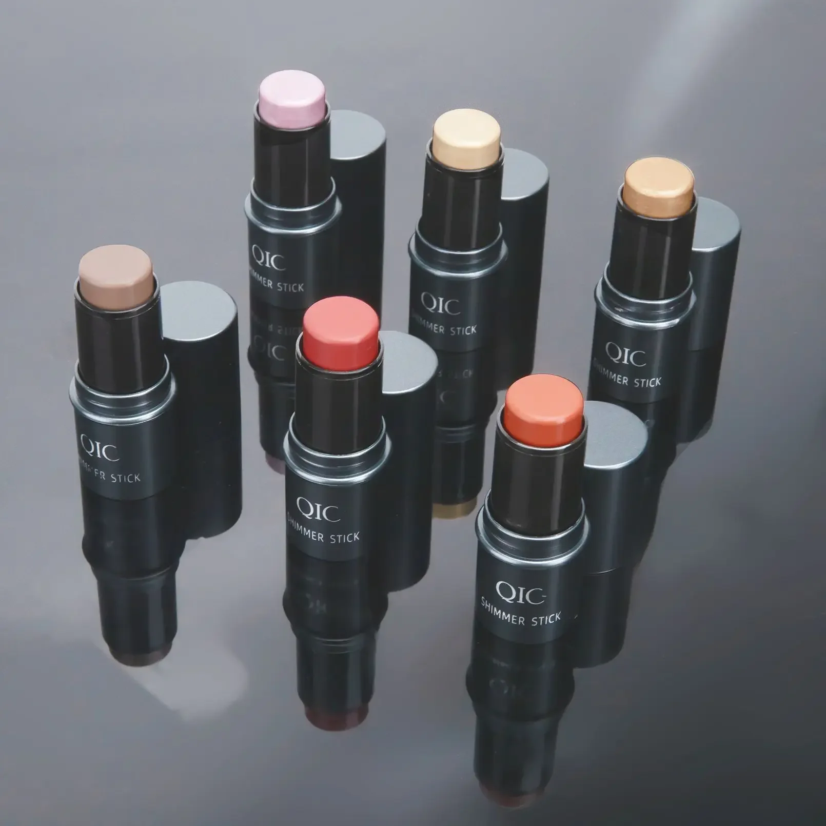 Qic 6-kleuren Contour Stick Highlight Fleuren Duurzame Waterdichte Concealer Multifunctionele Shimmer Blusher Oogschaduw Gezichtsmake-up