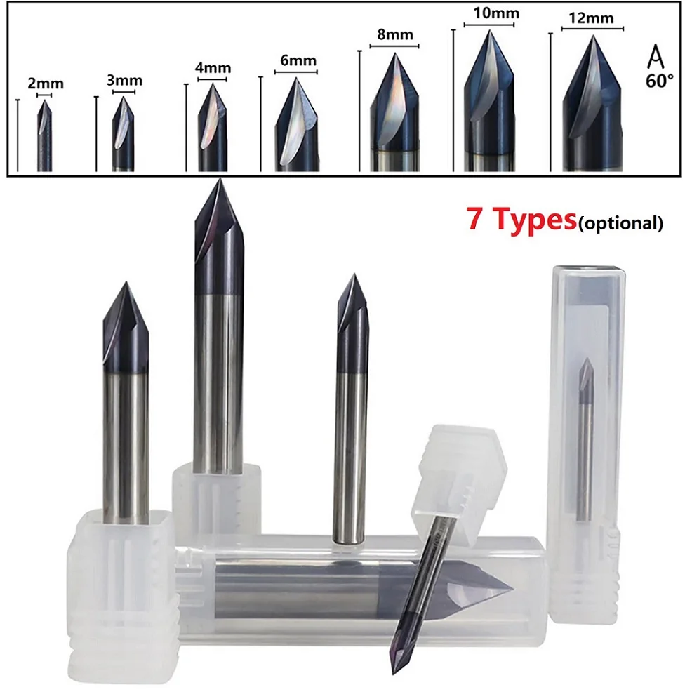 Milling Cutter Carbide Chamfering Cutter Engraving Cutter Aluminum Copper CNC End Mill 60/90/120 Degree 3 Slot Tool Accessories