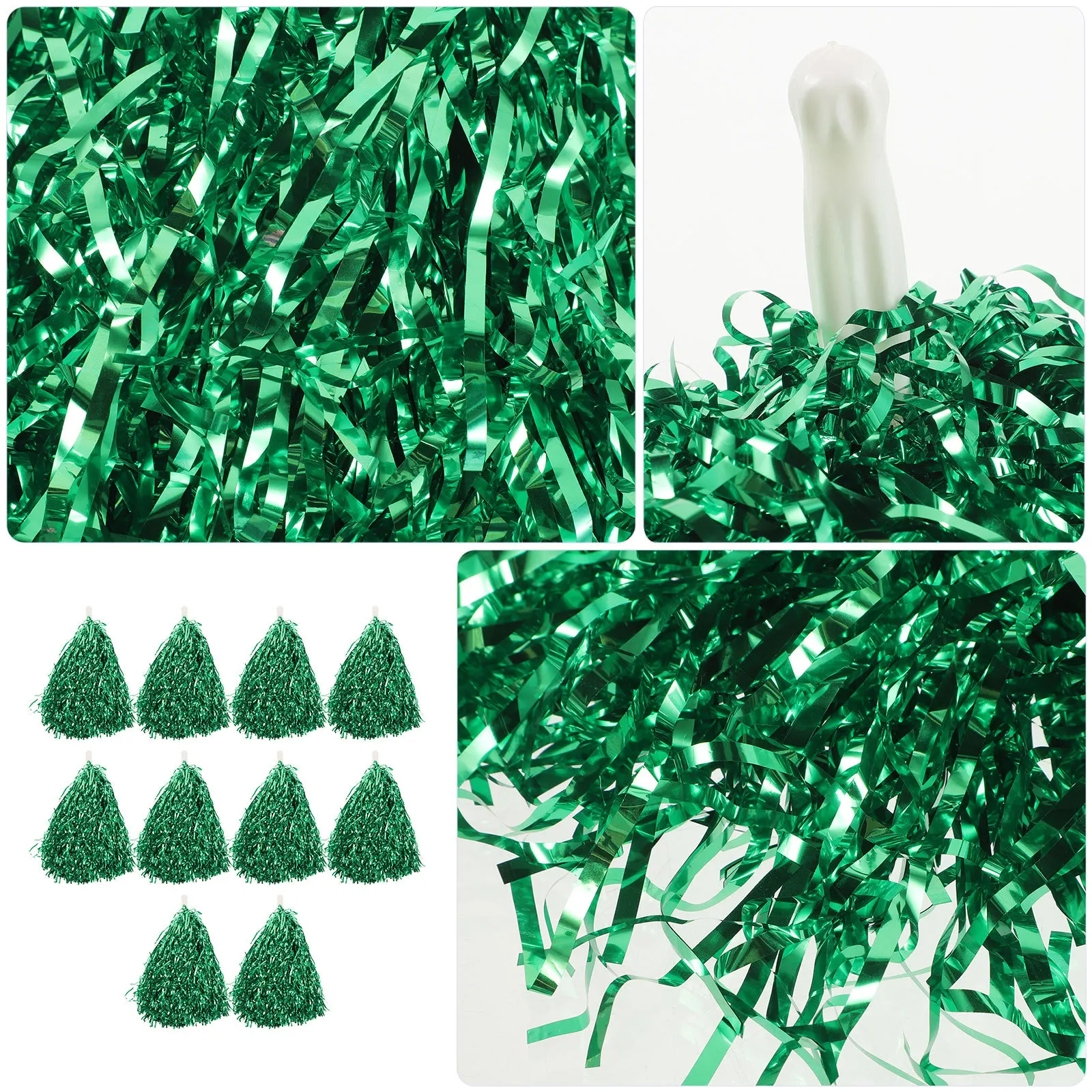 

10Pcs Plastic Pom Balls for Match Cheerleader Supplies with Ergonomic Handle Glossy Finish Safe for Adults School Corporate