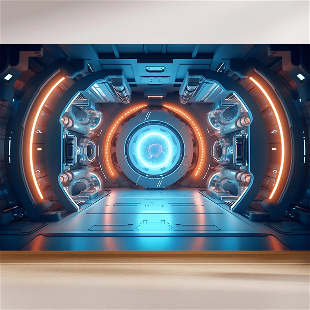 

Пользовательские 3D черные металлические печатные платы Промышленная настенная бумага Технология Декор компании 3D Фреска Киберспортный зал Интернет наклейки на стену