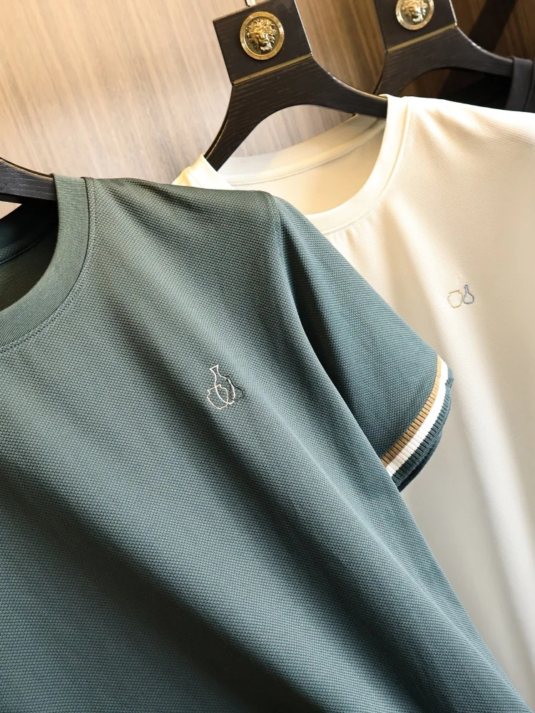 Comfortable Cool Feeling Modal Men's T-Shirt round Neck Short Sleeve Fashionable Urban Style Light Luxury Series  Shirt