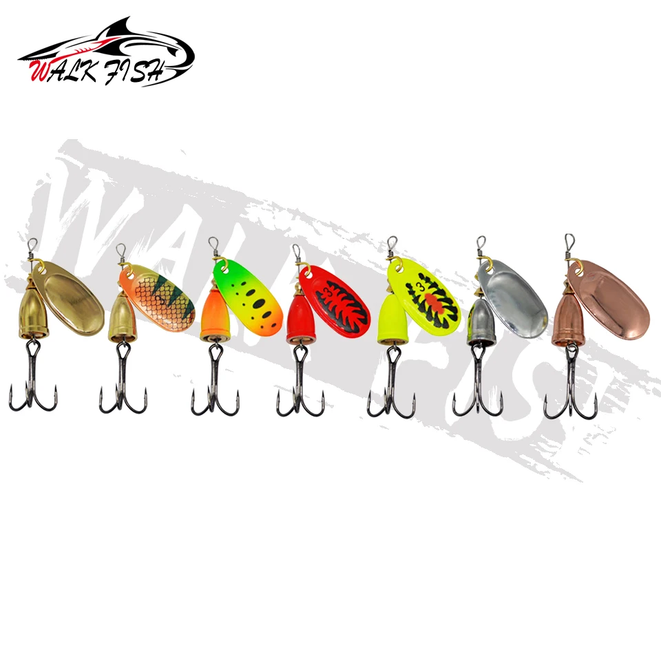 SPAZIERGANG FISCH 1Pcs 8g Spinner Köder Angeln Locken Sinkende Löffel Pailletten Spinner Verbund Drehen Pailletten Kupfer Glocke metall Angeln Getriebe – Detail 6