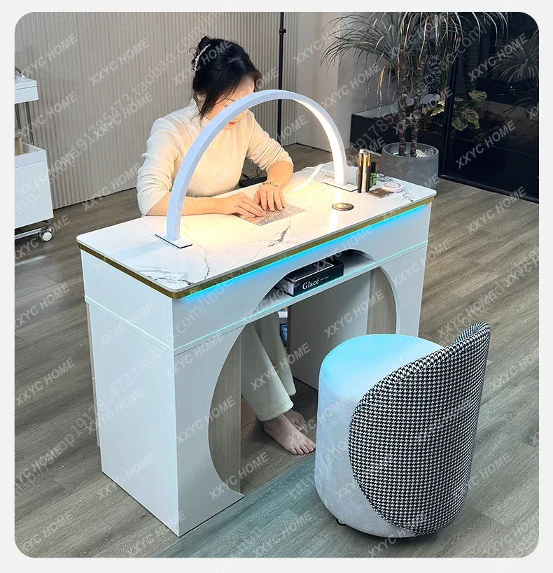 Professional With Led Light Nail Table Unique Design Beauty  Nail Table With Dust Collector Luxury Table
