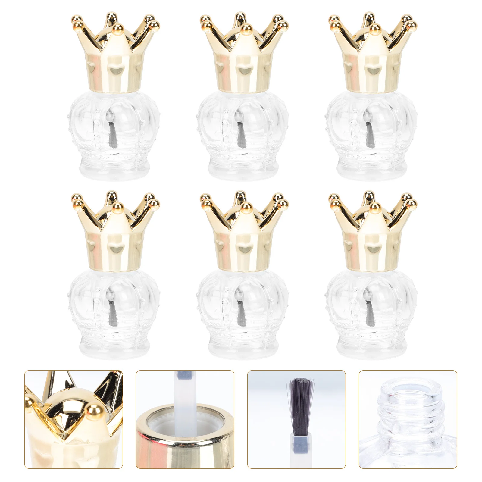 

6 Pcs Nail Oil Empty Mini Polish Bottle Liquid Container Glass Bottles