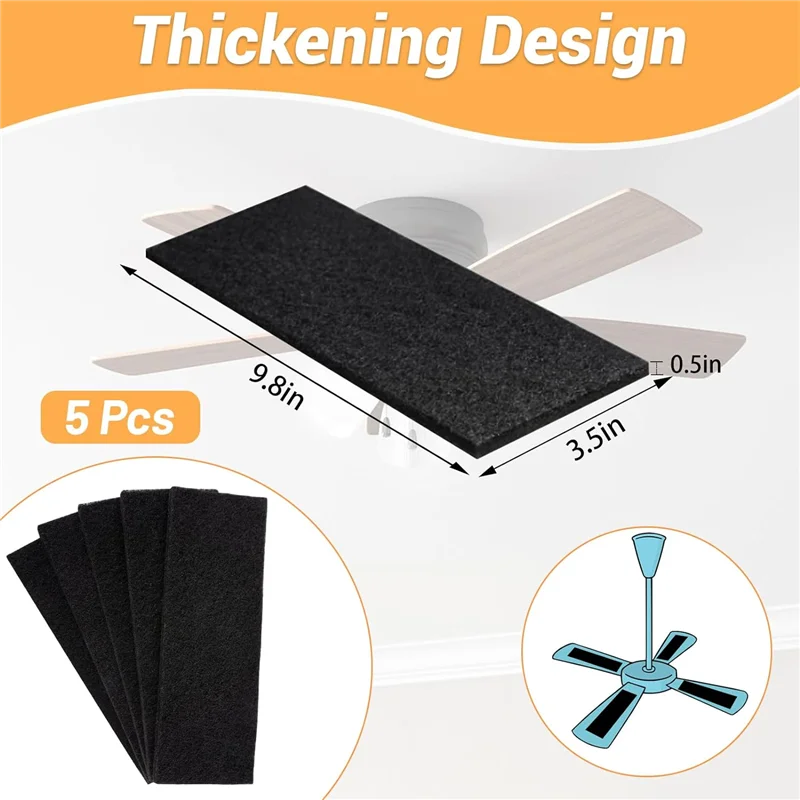 AS63-5 Pcs Ceiling Fan Filter Set Kit - Coconut Shell Carbon Air Filters Set Kit Filters For Fan Blades, Easy Install, Keep Air