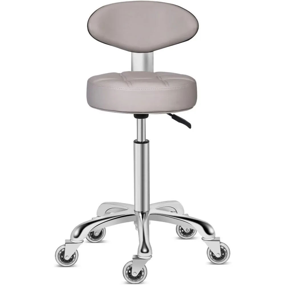 

Swivel Stool Chair Adjustable Height,Heavy Duty Hydraulic Rolling Metal Stool for Kitchen,Salon,Bar,Office,Massage (with Back R