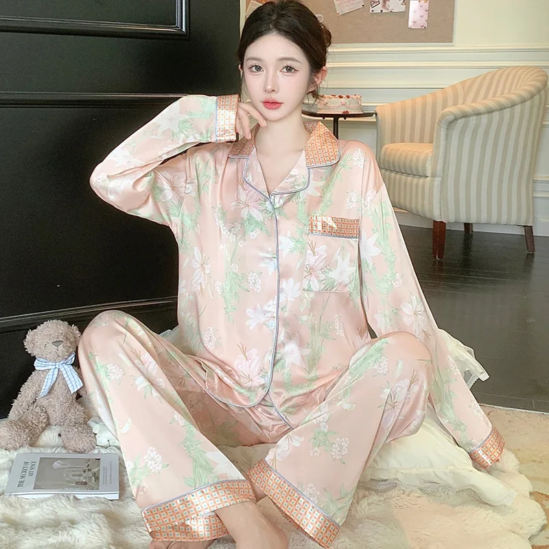 Summer Newwomen Simple Light Luxury Fashion Elegant French Pajamas Skin Friendly Comfort Shorts Shirt Nightgown Set Home Clothes