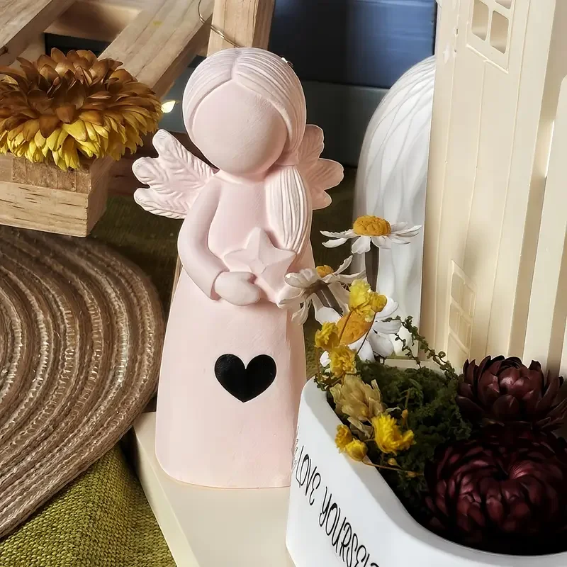Stereoscopic 3D Angel Candle Mold with Wings Praying Angel Holding Love Holding Star Angel Plaster Silicone Moulds Ornaments