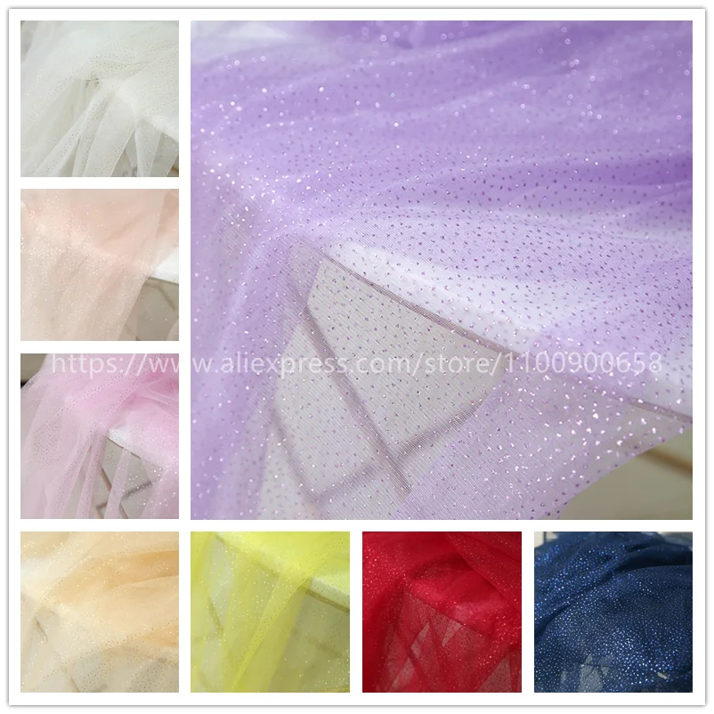 Shiny Powder Tulle Fabric, 10m, 5m, 2m, 12 Colors Tulle Fabric for Wedding Dress, Veil, Background Yarn