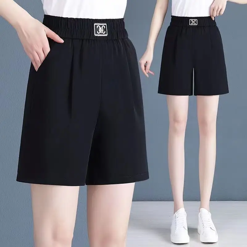 

Женские летние повседневные свободные брюки с высокой талией, прямые штаны, утягивающие, больших размеров, спортивные, широкие брюки-кюлоты