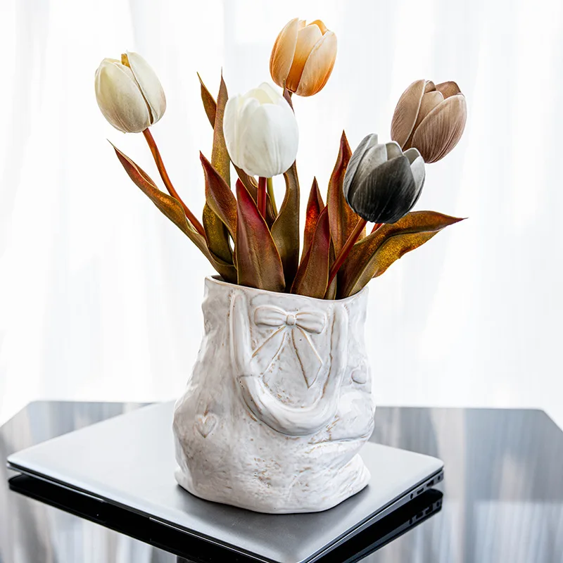 CAPIRON Ceramic Vintage Vase for Pampas Grass Fresh Flower Tabletop Decor Centerpiece Home Room Interior Mantel Decoration Gift