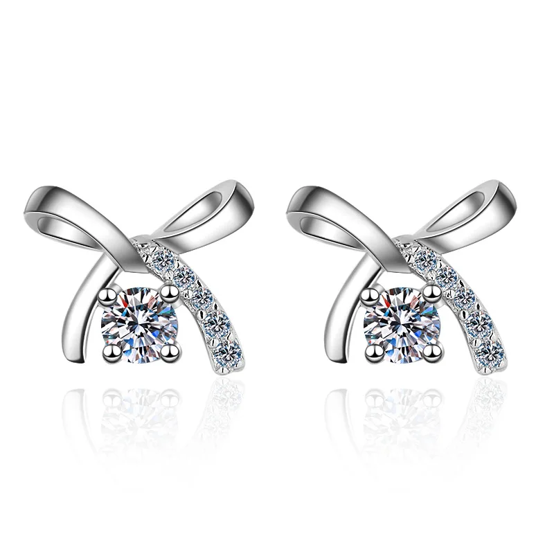 20 Moissanite Butterfly Earrings Pt950 Platinum Diamond Four-Prong Earrings Versatile Stylish Delicate Jewelry Gift for Students