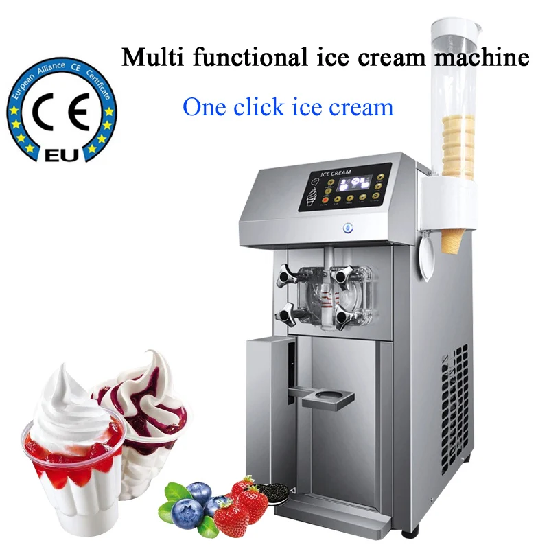 Commercial Ice Cream Machine Yield 1000W Single Flavor Countertop Soft Serve Ice Cream Maker With Large Capacity Hopper