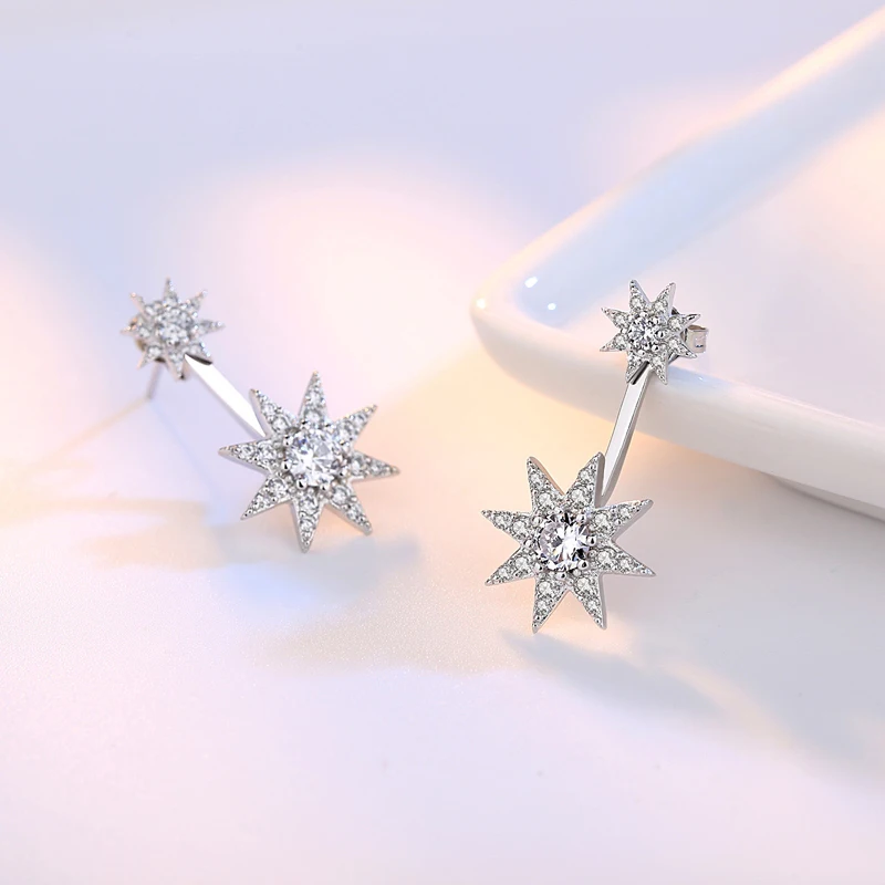 Fashion Double Use Snowflake Zircon Drop Earrings Women Jewelry Gift 925 Sterling Silver Stars Rhinestone Ear Stud Free Delivery