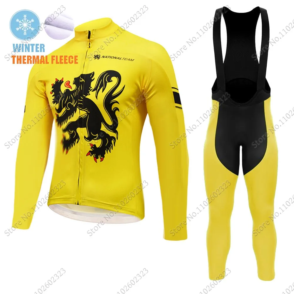 2024 Flanders Cycling Jersey Set Belgium Long Sleeve Cycling Vintage Clothing Road Race Bike Jacket Suit MTB Maillot
