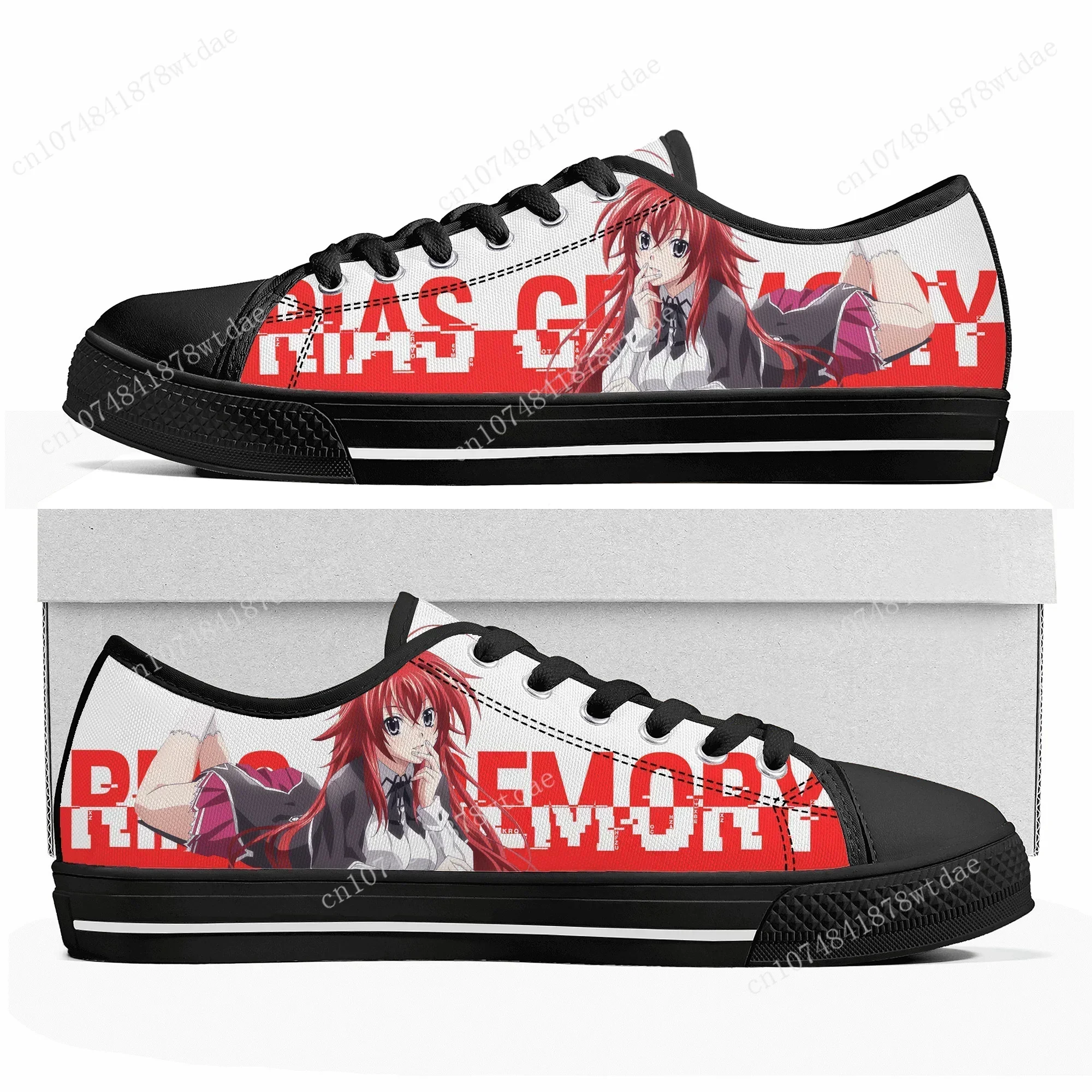 Anime High School DxD Low Top Sneakers Womens Mens Teenager Rias Gremory High Quality Canvas Sneaker Casual Manga Customize Shoe