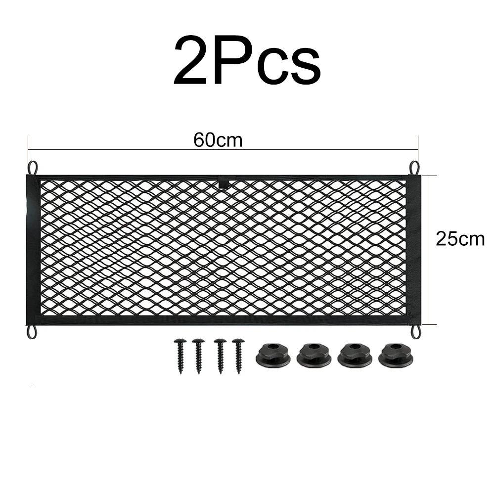

2PCS Car Storage Net 25*60CM Car Stretchable Cargo Net Pocket Trunk Elastic Storage Mesh Bag Car Interior Storage Parts