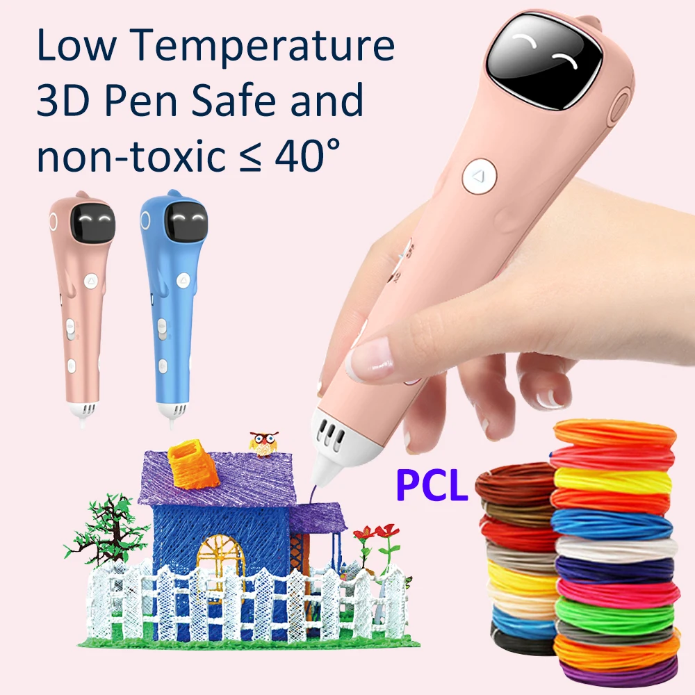 

3D Printing Pen Anti-Scald Printing Pens PCL Filament Low Temperature Usb Charging Diy Drawing Toys for Girls Boys Gift