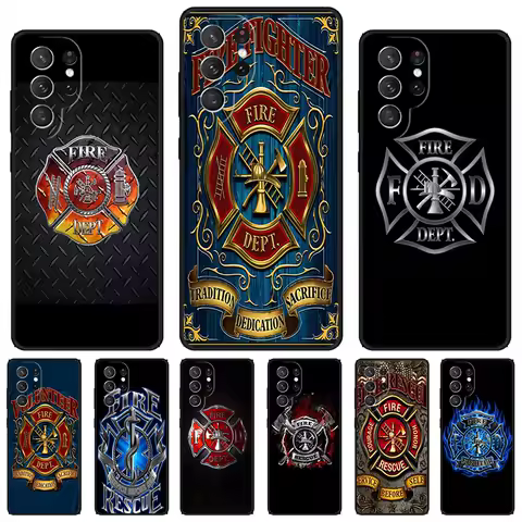 Fire Rescue Department phone case For Samsung Galaxy S24 S23 S22 Ultra Note 10 20 Plus S8 S9 S10 S20 S21 FE Cover