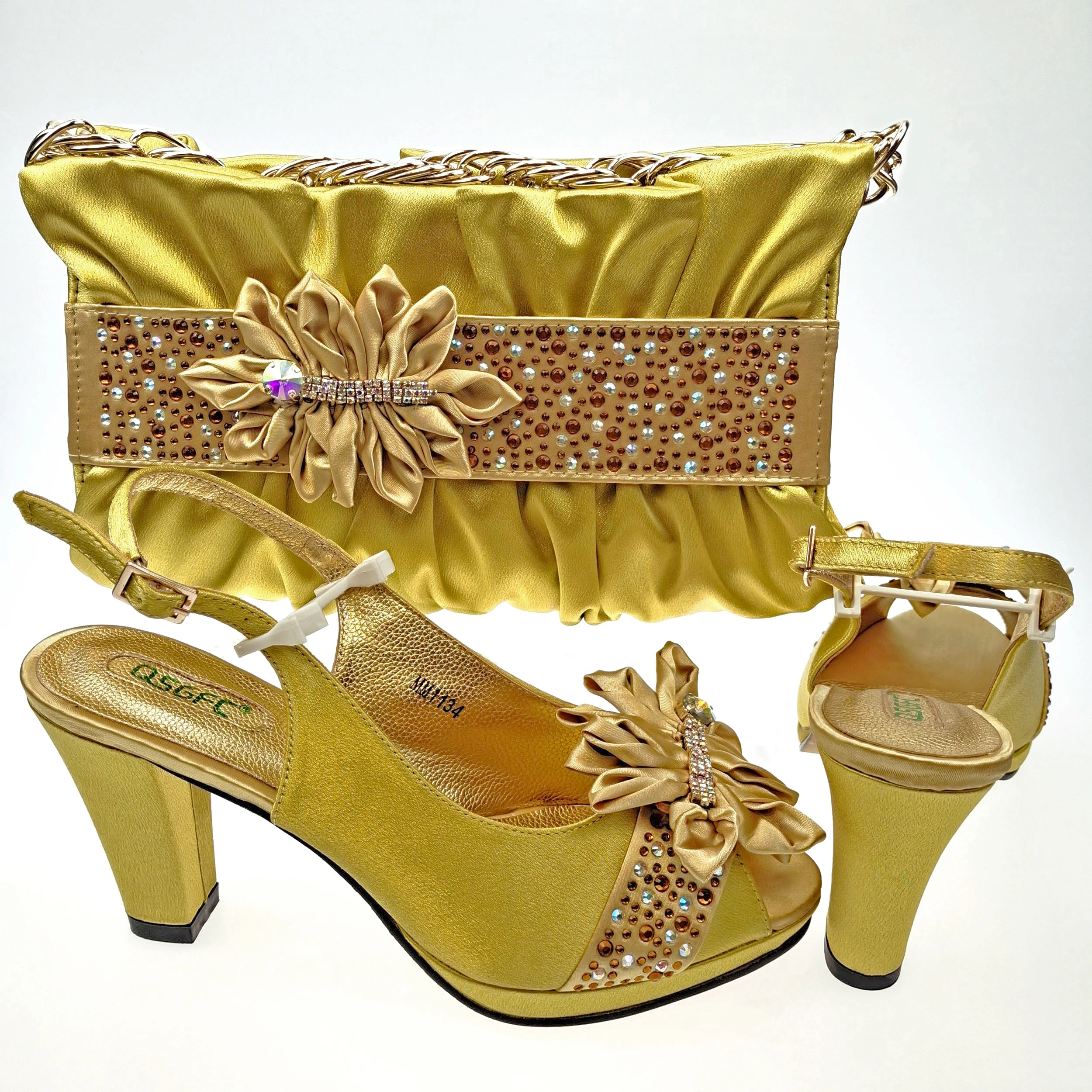 Doershow nuovo arrivo scarpe da sposa africane e borsa Set scarpe italiane di colore verde con borse abbinate festa delle donne nigeriane! HFV-2