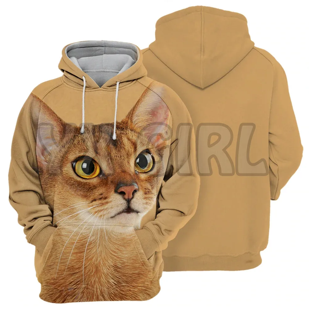 แมว Bengal 3D พิมพ์ Hoodies Unisex Pullovers ตลกสุนัข Hoodie สบายๆ Tracksuit