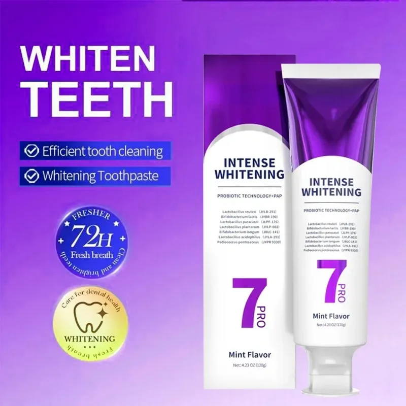 7D Probiotic Advanced Whitening Toothpaste Deep Cleansing Mint Flavor Brightens Smile and Freshens Breath