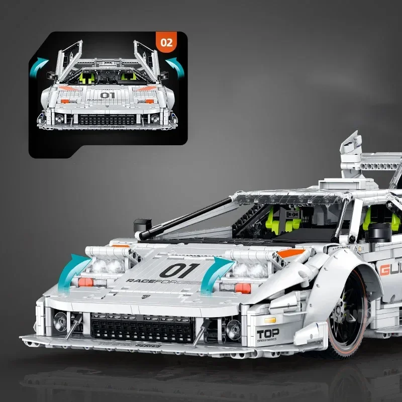 

Гоночный автомобиль Speed Racing LP5000 1:8, спортивный автомобиль, строительные блоки MOC 10649, высокотехнологичная модель, коллекция игрушек из кирпичиков, подарок для детей и взрослых