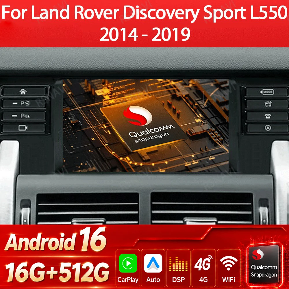 Android 16 Car Radio For Land Rover Discovery Sport L550 2014 - 2019 Multimedia Video Player NAVI GPS 4G WIFI Carplay Auto QLED