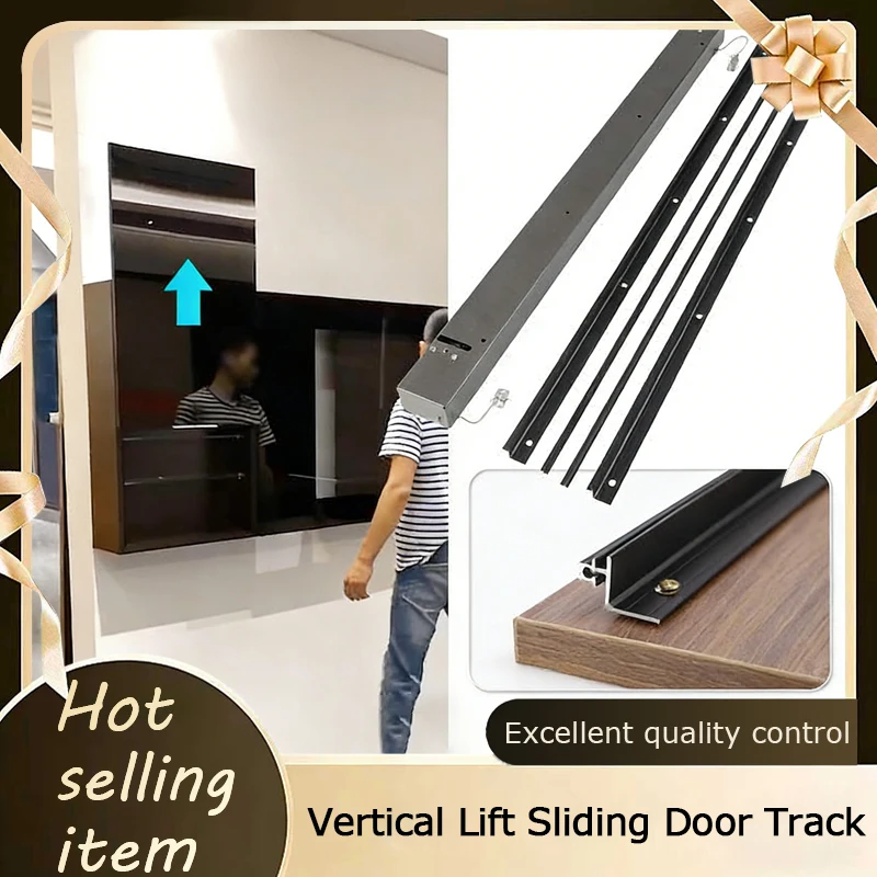 

Vertical Lift Sliding Door Track System With Freely Stop Height Adjustable Stay For Wall Hanging Cabinet Doors Hardware Fittings