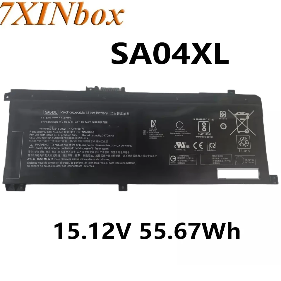 

7XINbox SA04XL 15.12V 55.67Wh Laptop Battery for HP ENVY X360 15-DR 15-DS HSTNN-UB7U L43248-AC2 L43248-421 L43267-005 L43248-541