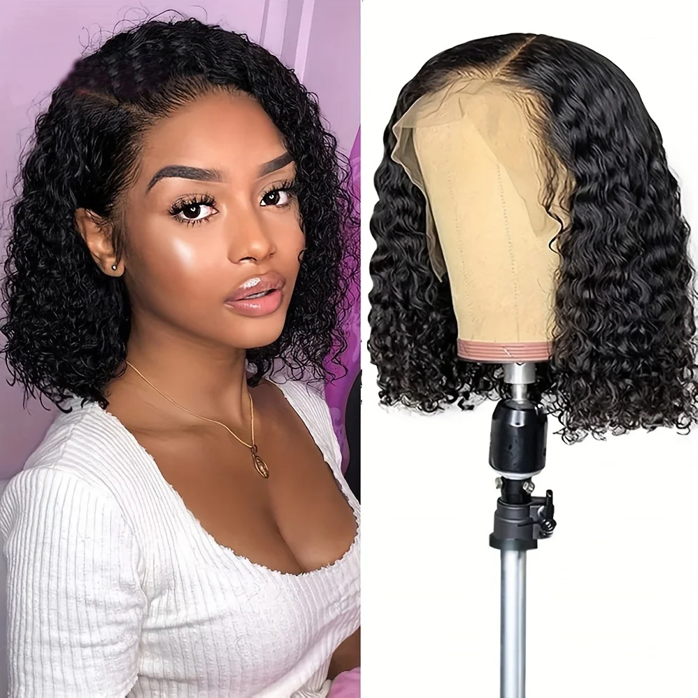 Deep Wave bob wig 180% Density Pre-Plucked Short Bob 13x4 Lace Frontal Brazilian Virgin Human Hair Wigs For Black Woman