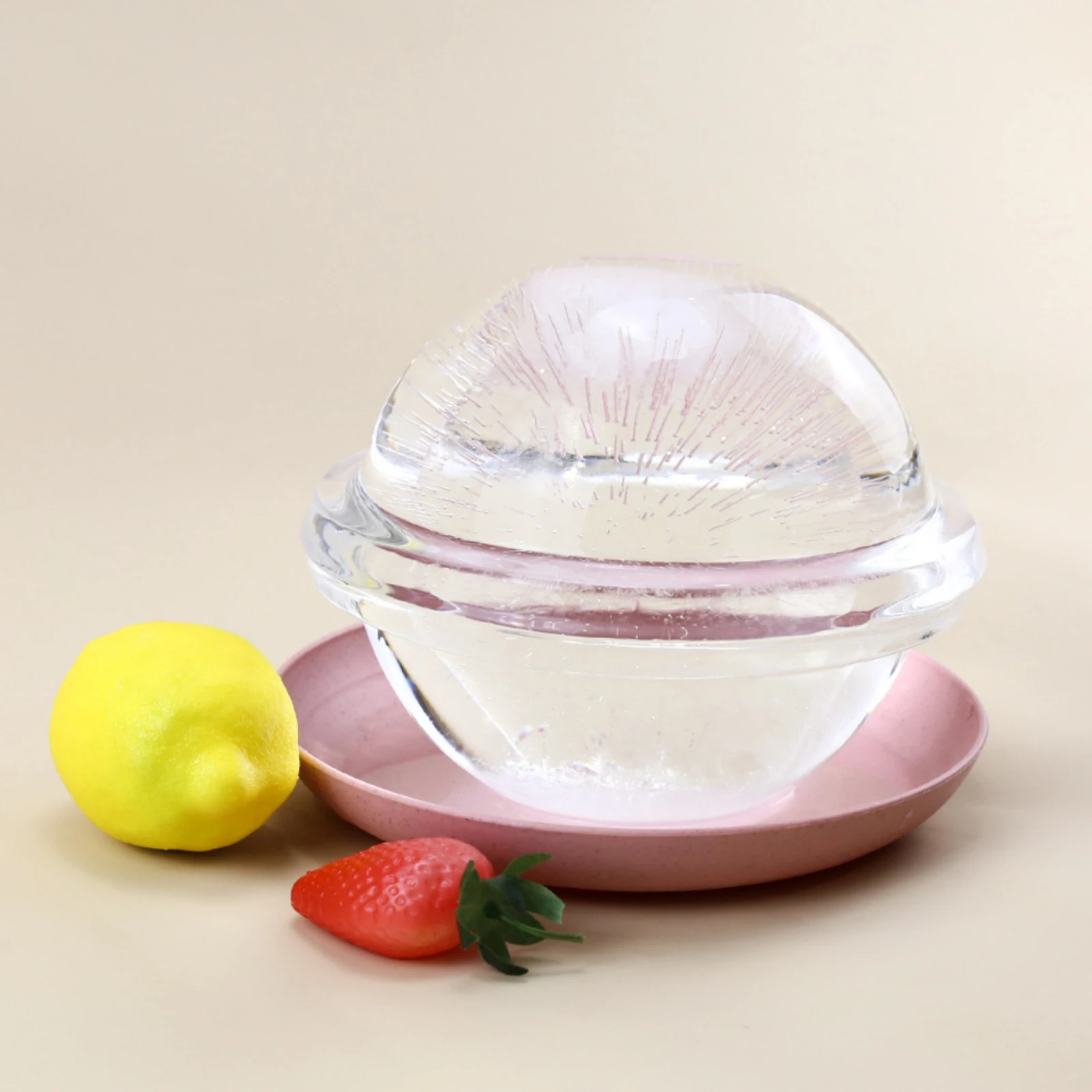 Leakproof Beverage Container Clear Spherical Cup with Silicone Straw Hermetico Globe Drink Holder for Summer Cocktails