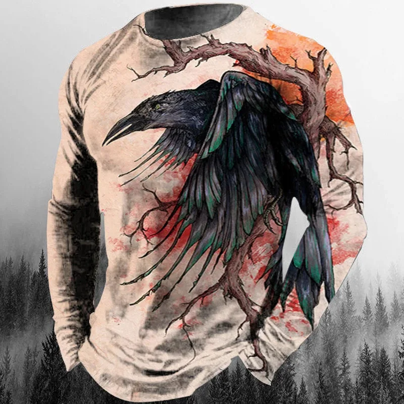 Eagle Pattern 3D Print T-Shirts Men Woman Retro Long Sleeve Hip Hop T Shirt Streetwear Harajuku Pullovers Tees Top Kids Clothing