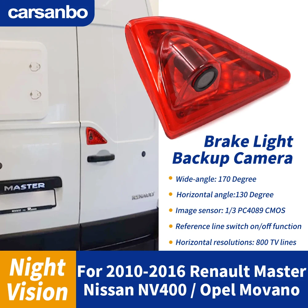 

Carsanbo Car Rear View Brake Light Backup Camera For 2010-2016 Renault Master／Nissan Nv400／Opel Movano Rear Camera Night Vision