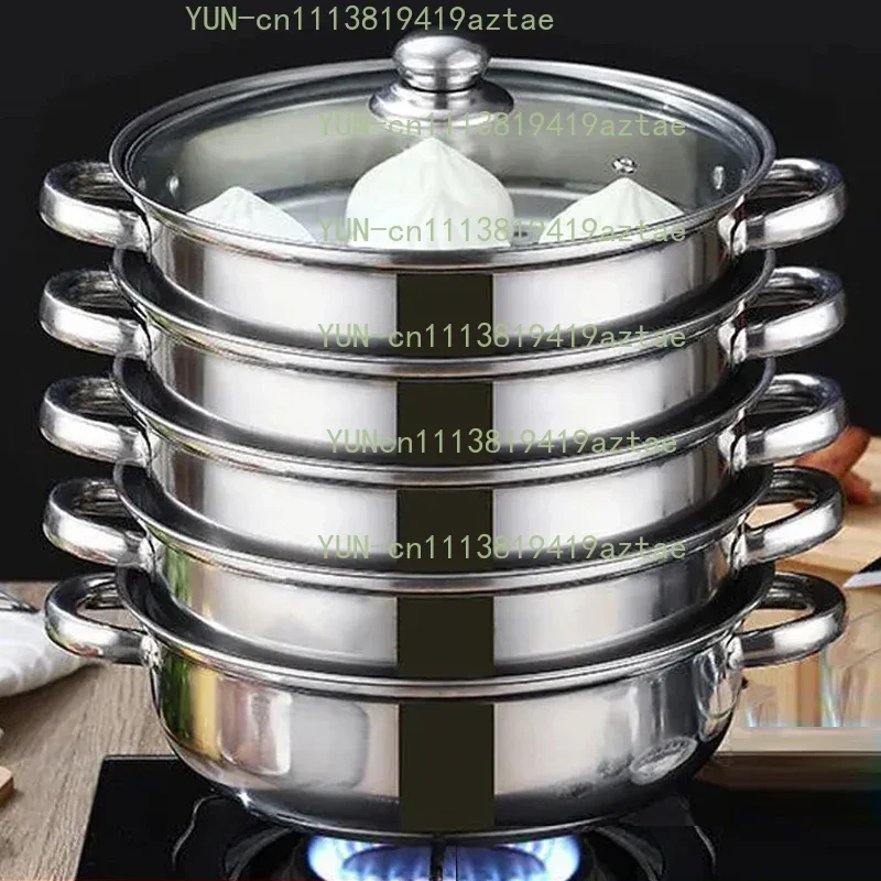 28CM Steamer Pot Stainless Steel Thick Steam Pot Universal Cooking Pots Large-Capacity Food Cooker