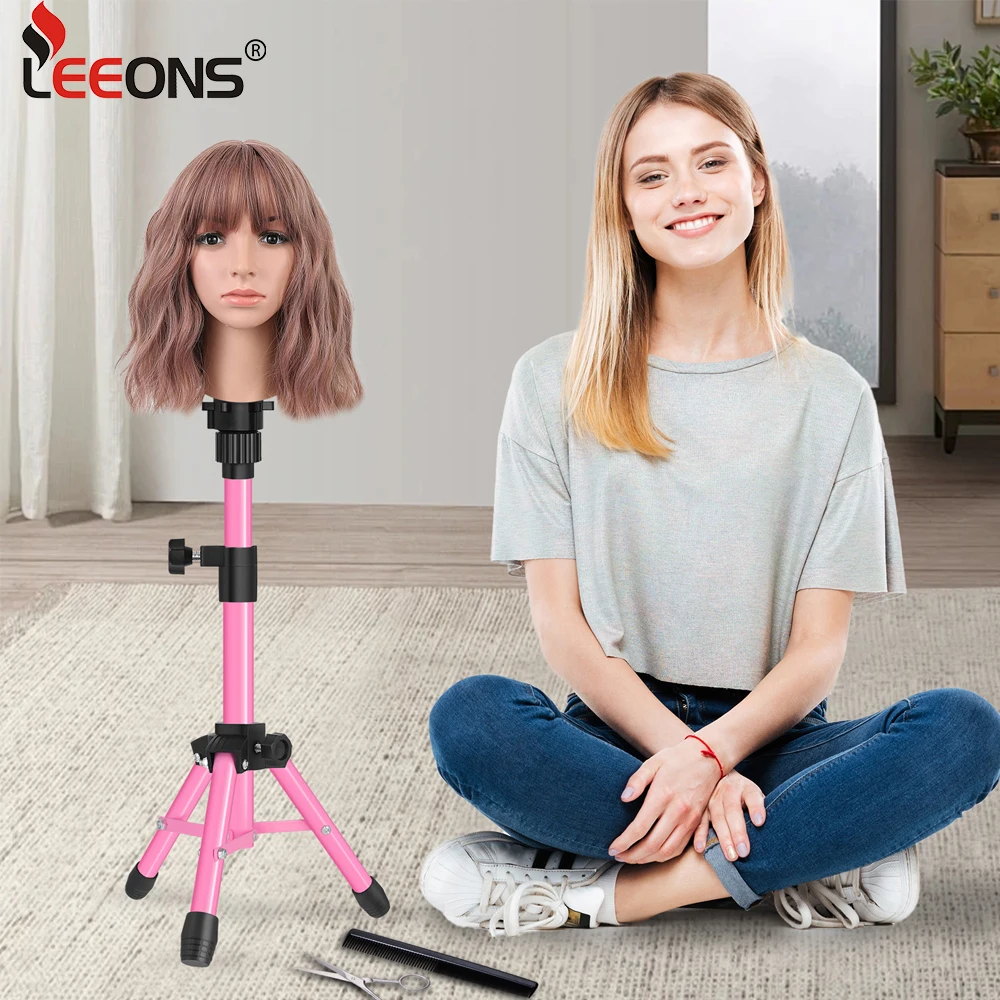 

64Cm Wig Stand Tripod Mini Adjustable Metal Holder For Hairdresser Practice Training Style Mannequin Head Cosmetology Head
