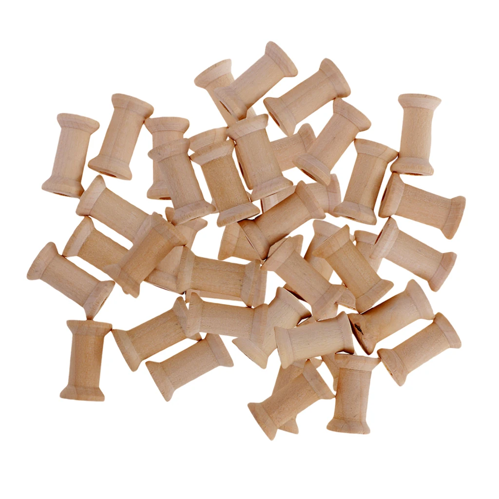 50pcs Empty Thread Spools Vintage Natutral Wooden Bobbins For Twine Wire Ribbons Reel Spool Sewing Accessories Tools DIY Crafts